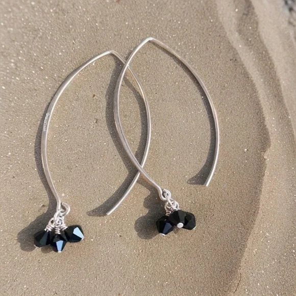 Silpada Slide Earrings with Black Obsidian  Accents W1311 - Picture 6 of 6